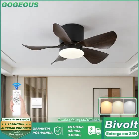 110V-220V Ventilador De Teto Luz LED Com Controle Remoto 5 Pás Wind Inverter