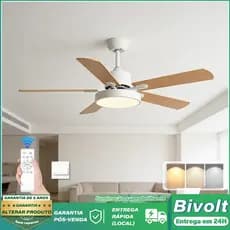 Ventilador De Teto Com Luminaria LED 3 Cores 110V-220V 48W 42’ 48‘ 52’ Sala De Estar Quarto Sala De Jantar