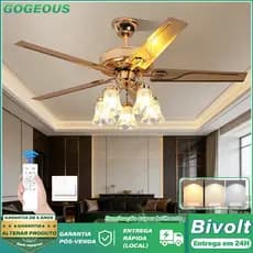 Ventilador De Teto Com Luminárias LED 110V-220V 3 Cores Com Controle Remoto Decoração Nórdica de Luxo