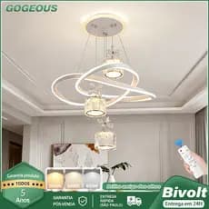 3 Cores Lustre De Teto LED Com Controle 110V-220V Luminaria De Teto Lustre De Cristal Sala de Jantar e Estar Quarto