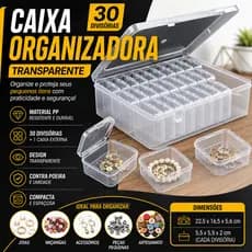 Caixa Organizadora com 30 Potinhos para Miçangas e Acessórios Multifuncional