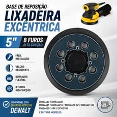 Base Prato Lixadeira Roto Orbital 5" com Velcro Compatível com Dewalt DWE6421