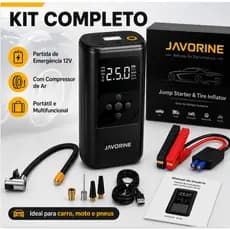 Bateria Auxiliar de Partida 12V com Compressor de Ar Inflador Pneu PowerBank 29800mAh 3500Pa LED Emergência 6 Funções