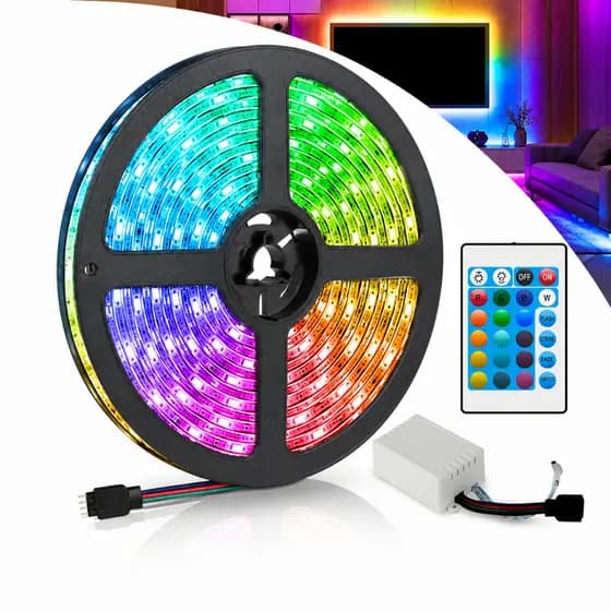 Faixa RGB 3528 5m 300 LEDs , Luz Ambiente Decorativa Para Quarto E Jogadores