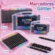 Caneta Marcadora Glitter Ponta Dupla | Arte, Escola, Planejador, Desenho