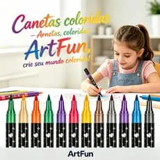 Conjunto Caneta Brilhante Duplo Ponta para Pintura Escolar Infantil