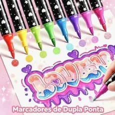Caneta Marcadora acrílica com glitter dupla ponta, design de duas pontas, ideal  pinturas coloridas