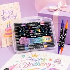 Marcador Glitter Dupla Ponta | Para Desenho Artístico | Presente Criativo Infantil