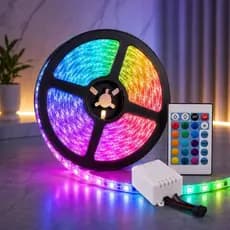 Faixa LED RGB 3528 5m Com Controle Remoto Ou Sem Fonte De 12V Para Quarto E TV