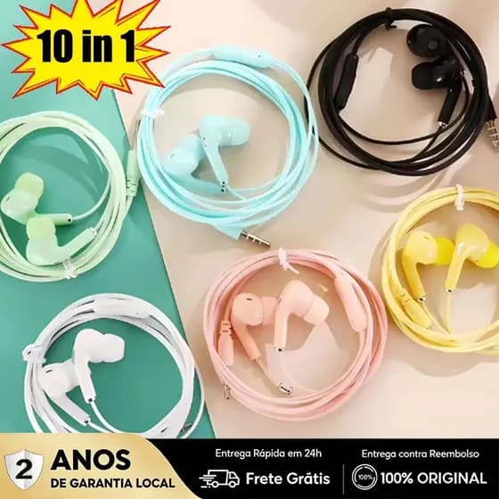 Fone De Ouvido Com Fio Para Lembrancinhas De Festa P2 Estéreo Colorido