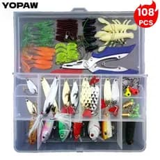 108 Pçs Clássico Isca Artificial De Água Doce Lantejoulas De Água Do Mar Isca Macia Ray Sapo Minnow Isca