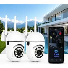 Câmera De Segurança kit2 IP66 À Prova D'água , Wi-Fi , 360 ° Panorâmica , Sensor De Movimento , Visão Noturna