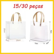 Saco de presente fosco transparente, sacola de 15/30 peças, reutilizável, saco de presente de férias