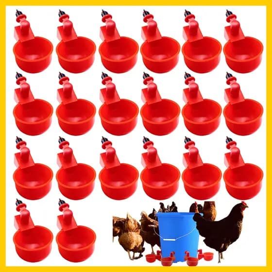 20 copos bebedouros automáticos universais para aves, vermelho, acessório DIY para criação de galinhas,patos e pássaros