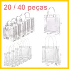 20/40 peças de saco de Presente Portátil Transparente, material de PVC, saco de embalagem de presente reutilizável