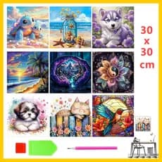 Pintura com diamantes quadrados universal, 30x30cm DIY, arte de decoração para sala de adultos e crianças