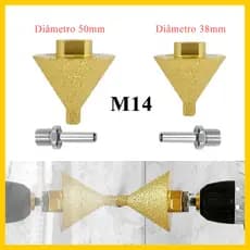 Broca chanfradora de diamante M14 de grau Industrial, rebarbadora revestida dourada, abertura de alargamento