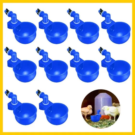10 Bebedouro automático copinho copo bebedo,azul,acessório DIY para criação galinhas,codornizes,patos e pássaro