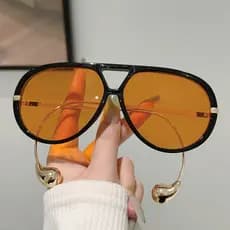 Novo estilo de feixe duplo vem com bola de aço óculos de sol da moda óculos de sapo exclusivos óculos de sol unissex
