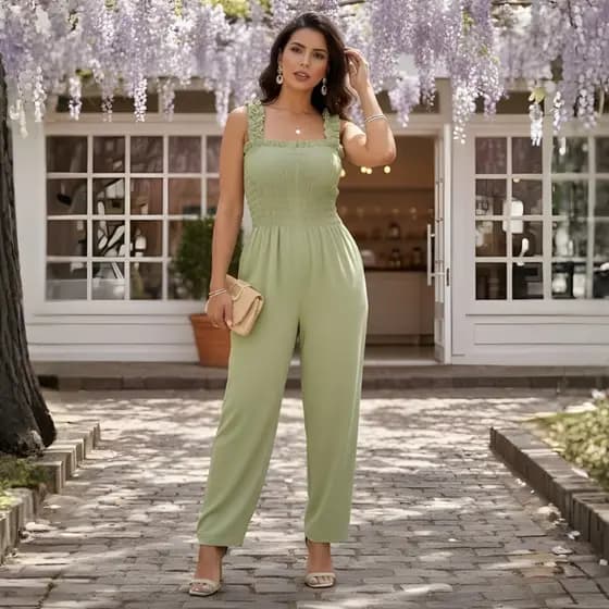Macacão Feminino Longo Duna com Alça Pantacourt Pantalona Elegante