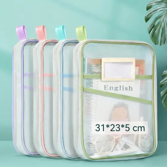 Pasta Arquivo Transparente com Zíper – Divisórias em Nylon, Boa Capacidade e Portátil