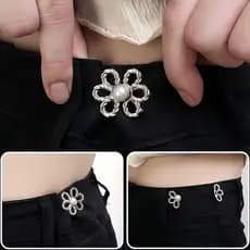 1 Par Alfinete de Cintura em Formato de Flor | Prendedor Ajustável para Calça e Vestido