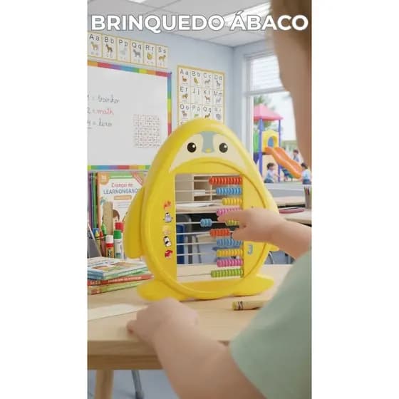 Ábaco Infantil Educativo Pinguim 22cm Brinquedo Didático para Aprender Matemática Contagem Escola