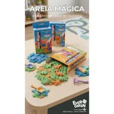 Areia Mágica de Modelar Evergreen 150g ou 300g Areia Sensorial Infantil com Moldes Brinquedo Criativo