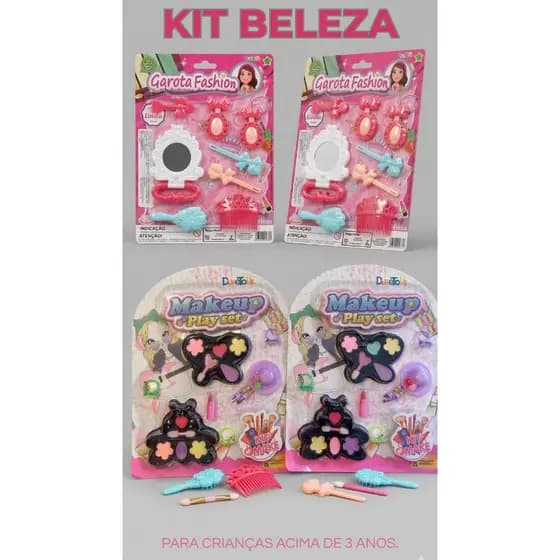 Kit Beleza Infantil Garota Fashion + Kit Maquiagem Infantil Acessórios Cabelo Paleta Sombra Brinquedo