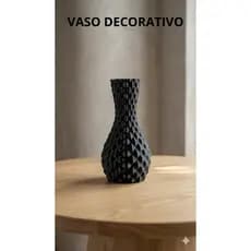 Vaso Enfeite Sala Mesa Centro Preto Texturizado Luxo 23cm