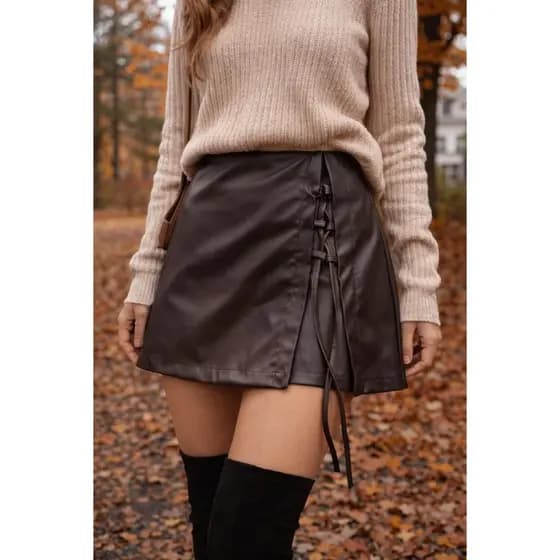 Shorts Saia Feminino Courino Amarrado Lateral Outono Inverno
