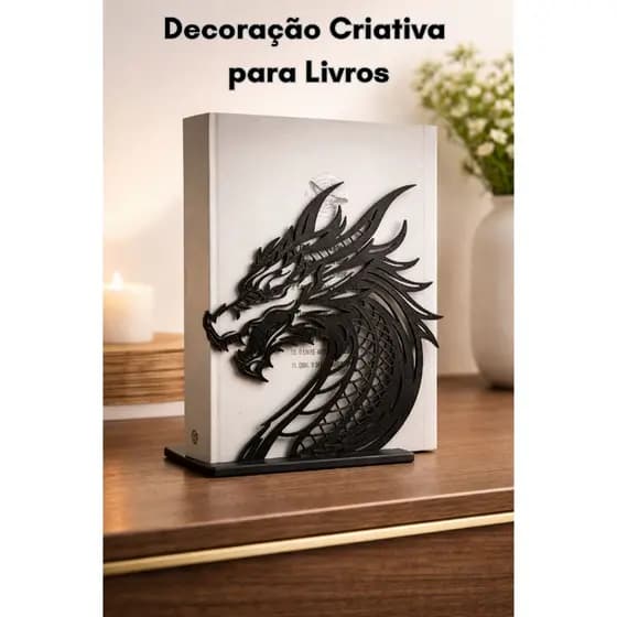 Porta Livros Dragão Decorativo Organizador Estante Suporte Livros Moderno