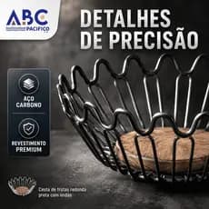 Fruteira redonda ondulada preta ABC PACÍFICO | Um item de armazenamento doméstico prático e esteticamente agradável.