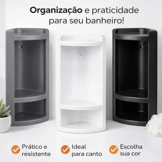 Cantoneira Porta Shampoo Sabonete Banheiro Resistente – Organize seu Banheiro com Elegância"