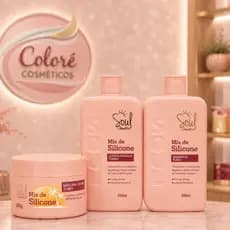 Kit Capilar Mix Silicone Soul Turbo 3 Itens  Shampoo Condicionador Máscara Capilar Brilho Tratamento