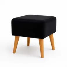 Puff Preto Veludo Para Penteadeira Banco Decorativo Closet Quarto Sala Luxo 35x35x45