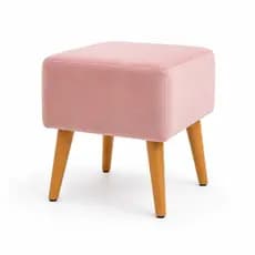 Puff Rosa Veludo Para Penteadeira Closet Quarto Banco Estofado Decorativo Luxo 35x35x45