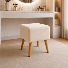 Puff Para Penteadeira Bouclé Puff Decorativo Banco Closet Quarto Sala Luxo 35x35x45