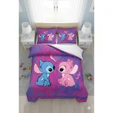 Edredom Stitch Solteiro 2 Peças ou Queen 3 Peças | Kit Cama Disney | Toque Macio e Estiloso