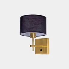 Luminária De Parede Udine Quarto Cabeceira De Cama Com Tecla Preto Com Dourado
