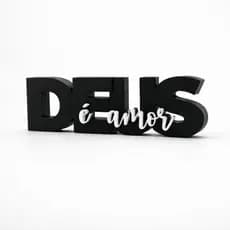 Placa Decorativa Deus é Amor  Preto e branco Decoração Religiosa Cristã Frase Motivacional Casa Sala Presente Elegante