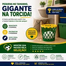 Lixeira Decorativa Brasil Coleta Seletição Papel Escritorio Empresa Home Office Plastico Design Moderno Verde Amarela