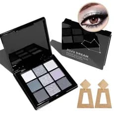 Paleta de Sombras 9 tons Obsidian Star - Alta Pigmentação Cintilante + Par de Brincos