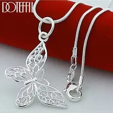 Colar De Prata 925 Feminino Corrente Veneziana Com Pingente