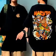 Camisetas 100% Algodão Oversized Naruto Camiseta Anime Kunai Ninja Mangá Japonês