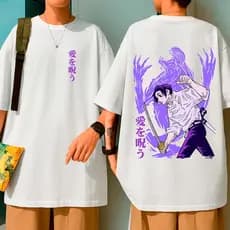 Camiseta Oversized Anime Estampada Yuta Jujutsu Kaisen Unissex 100% Algodão Feiticeiro