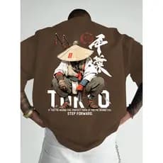 Camiseta 100% Algodão Masculina de oversized Samurai Anime Manga Curta Gola Redonda Envio rapido