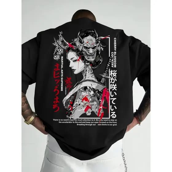 Camiseta 100% Algodao Estilo Y2K com Estampa "Quebrar Limites é Nosso Objetivo" e Flores de Cerejeira Envio rapido