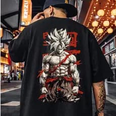 Camiseta 100% Algodão Gym Treino Estampada Oversized Unissex Goku Dragon Ball Streewear Frente e Costas Envio Rapido