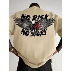 Camiseta Academia com Estampa de Águia e o Slogan "NO RISK NO STORY".Camisa 100% algodao oversized Unissex Envio rapido
